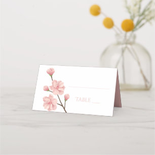 Floral Pink Cherry Blossom Flowers Wedding Party Place Card