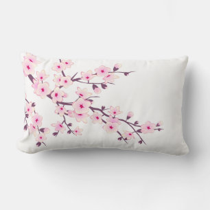 Floral Pink Cherry Blossoms Lumbar Pillow