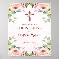 Floral Pink Christening Welcome