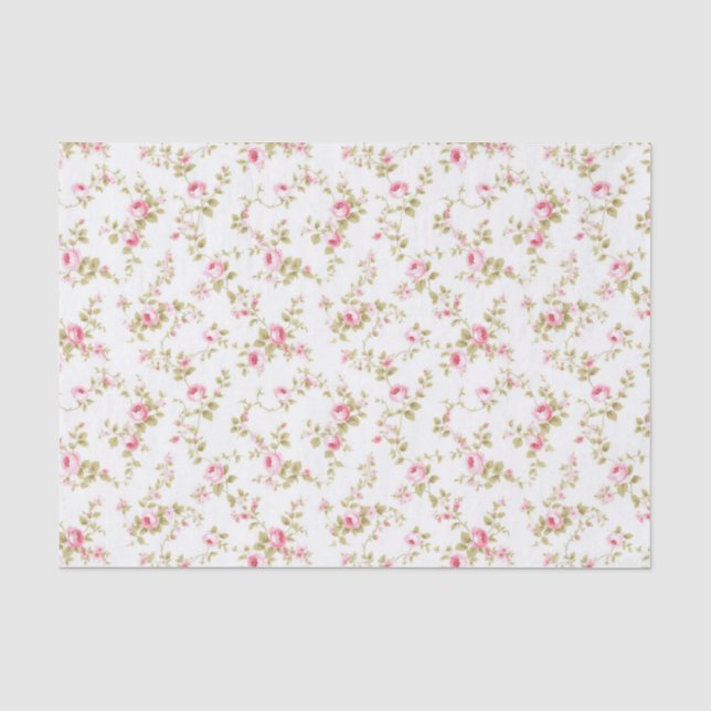 Floral Pink Cottage Garden Pattern  Tissue Paper (Front)