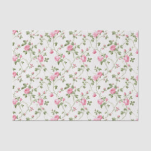Floral Pink Cottage Garden Pattern  Tissue Paper
