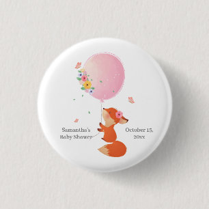 Floral pink cute baby shower 1 inch round button