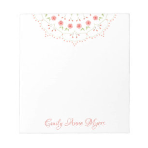 Floral Pink Cute Minimalist Chic Mandala Pattern  Notepad
