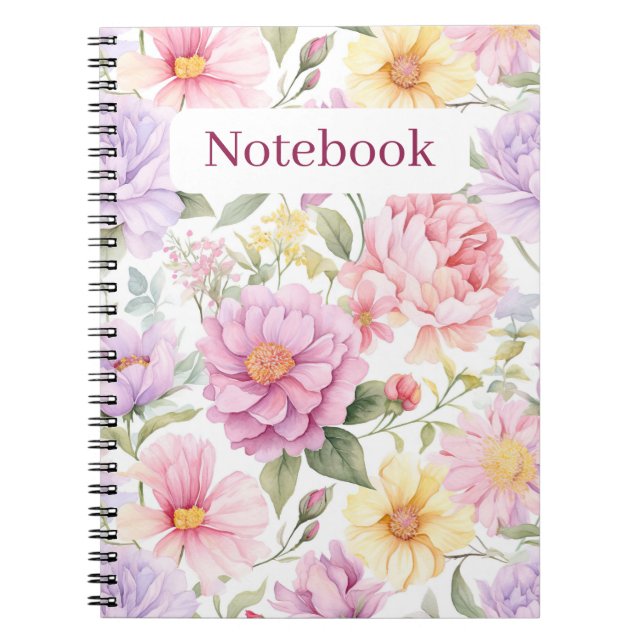 Floral Pink Dreamy  Notebook (Front)
