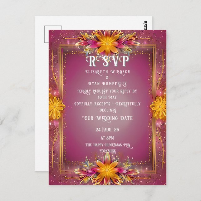 Floral Pink Elegance Wedding Collection Postcard (Front/Back)