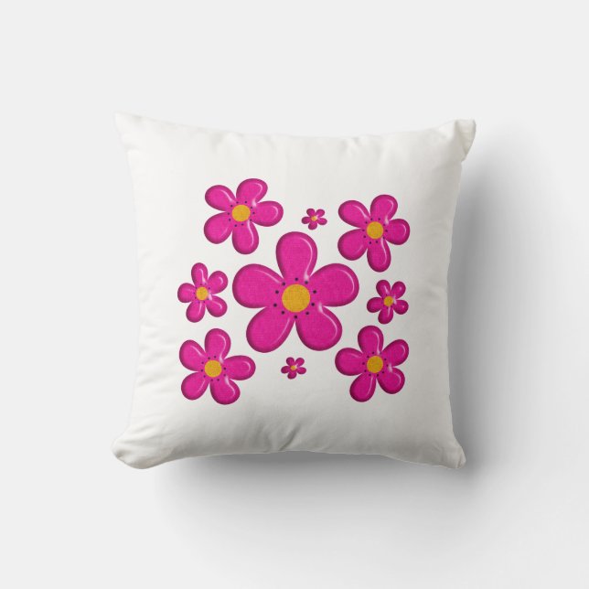 Floral pink element throw pillow (Front)
