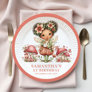 Floral Pink Fairy 8th Birthday Blush Paper Plates