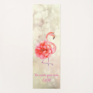 Floral Pink Flamingo, Bokeh -Motivational Message Yoga Mat