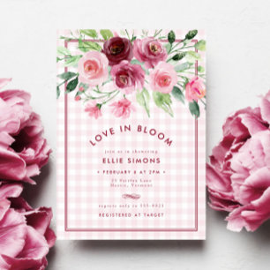 Floral Pink Gingham Love in Bloom Bridal Shower
