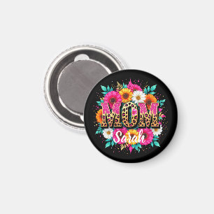 floral pink glitter mom magnet