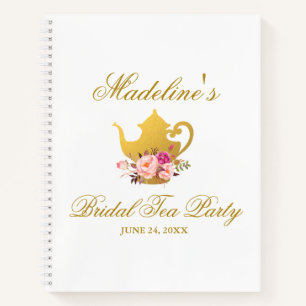 Floral Pink Gold Bridal Shower Tea Party Gift List Notebook