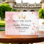 Floral Pink Gold Princess Birthday Quinceanera Save The Date<br><div class="desc">Celebrate in style with the Floral Pink and Gold Princess Birthday Quinceañera invitation. This elegant design features soft pink florals paired with luxurious gold accents, perfect for a regal and memorable 15th birthday celebration. The invitation embodies grace and sophistication, fit for a princess. The delicate floral details and shimmering gold...</div>