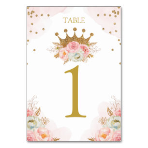 Floral Pink & Gold Princess Royal Table number