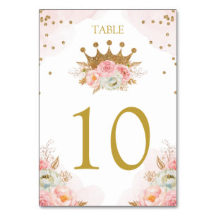 Floral Pink & Gold Princess Royal Table number