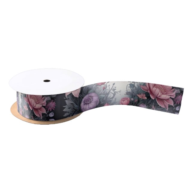 Floral Pink Gothic Garden Gate Pagan Handfasting Satin Ribbon (Spool)