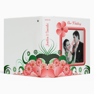 Floral Pink Hibiscus 1.5" Wedding Guest Book Album Binder