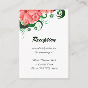 Floral Pink Hibiscus Wedding Reception Enclosure Card