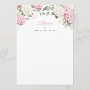 Floral Pink Hydrangea Greenery Wedding Advice Card