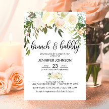 Floral Pink Ivory Brunch & Bubbly Bridal Shower