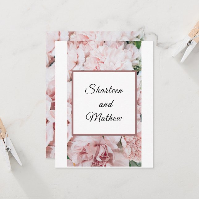 Floral Pink Magnolia Wedding Invitation (Front/Back In Situ)