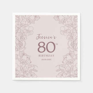 Floral Pink Mauve Birthday Napkin