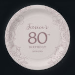 Floral Pink Mauve Birthday Paper Plate<br><div class="desc">Floral pink mauve birthday party paper plates. Featuring modern botanical accents and typography script font. Simple floral design perfect for a stylish bday celebration. Can be customized for any age.</div>