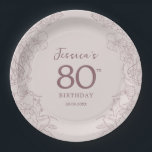 Floral Pink Mauve Birthday Paper Plate<br><div class="desc">Floral pink mauve birthday party paper plates. Featuring modern botanical accents and typography script font. Simple floral design perfect for a stylish bday celebration. Can be customized for any age.</div>