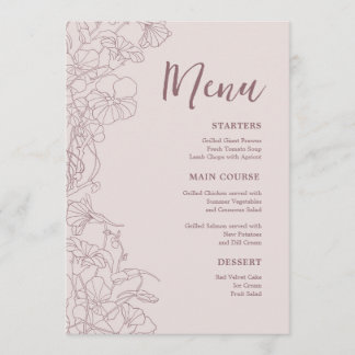 Floral Pink Mauve Dinner Menu