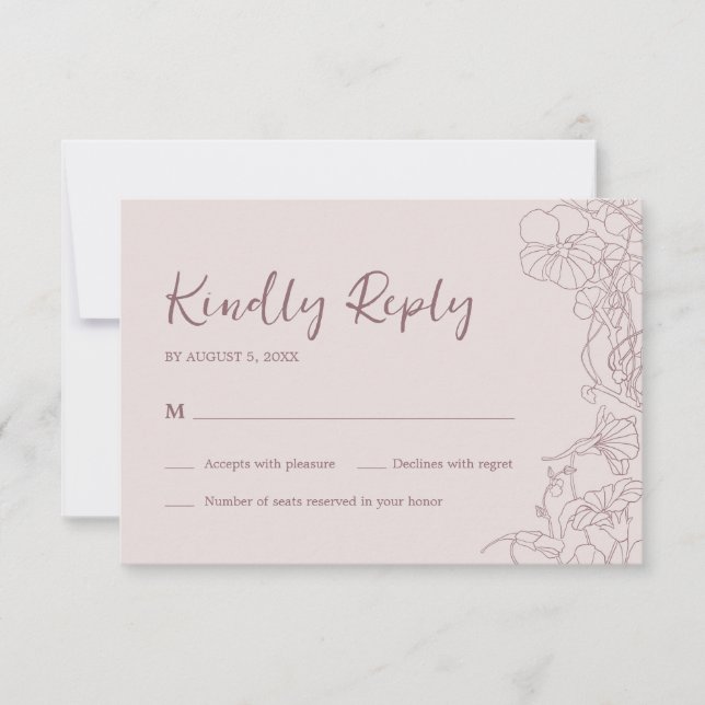 Floral Pink Mauve RSVP Card (Front)