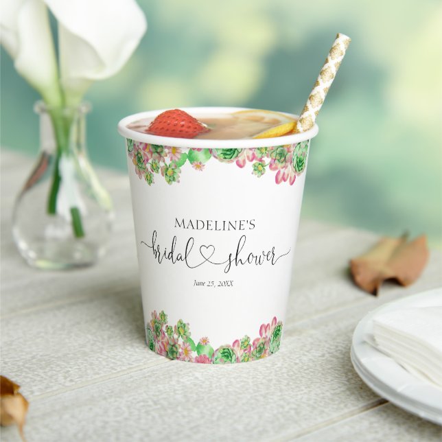 Floral Pink Mexican Cactus Bridal Shower  Paper Cups (Insitu)