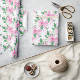 Floral Pink Orchid Pattern Wrapping Paper