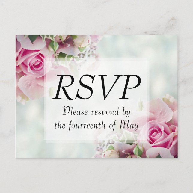 Floral Pink Pastel Wedding Invitation RSVP Postcard (Front)