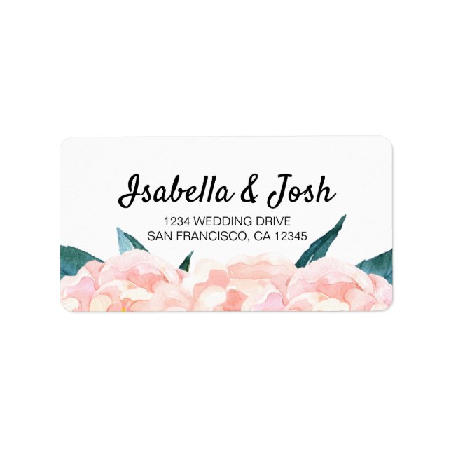 Floral Pink Peach Peony return address labels (Front)