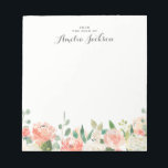 Floral Pink Peach Personalized Stationery Notepad<br><div class="desc">More pretty Notepads in the Little Bayleigh Store!</div>