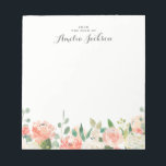 Floral Pink Peach Personalized Stationery Notepad<br><div class="desc">More pretty Notepads in the Little Bayleigh Store!</div>