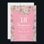 Floral Pink Peonies 18th Surprise Birthday Invitation<br><div class="desc">Floral Pink Peonies 18th Surprise Birthday Invitation for Women. Watercolor Floral Flower. Elegant Pink Rose and Peony Flowers. Adult Birthday. Pink Background. 13th 15th 16th 18th 20th 21st 30th 40th 50th 60th 70th 80th 90th 100th, Any Ages. For further customization, please click the "Customize it" button and use our design...</div>