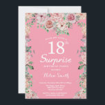 Floral Pink Peonies 18th Surprise Birthday Invitation<br><div class="desc">Floral Pink Peonies 18th Surprise Birthday Invitation for Women. Watercolor Floral Flower. Elegant Pink Rose and Peony Flowers. Adult Birthday. Pink Background. 13th 15th 16th 18th 20th 21st 30th 40th 50th 60th 70th 80th 90th 100th, Any Ages. For further customization, please click the "Customize it" button and use our design...</div>