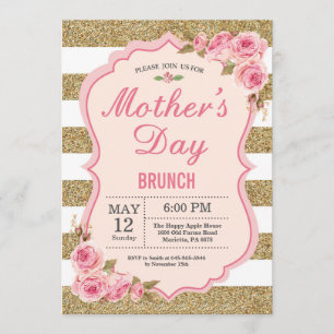 Floral Pink Peonies Mothers Day Brunch Invitation