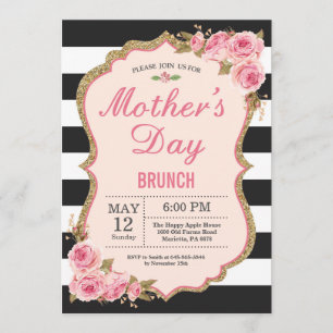 Floral Pink Peonies Mothers Day Brunch Invitation
