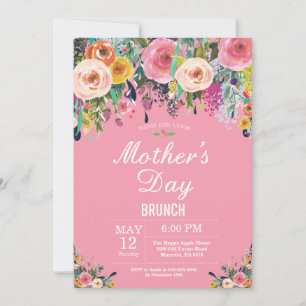 Floral Pink Peonies Mothers Day Brunch Invitation
