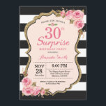 Floral Pink Peonies Surprise 30th Birthday Party Invitation<br><div class="desc">Floral Pink Peonies Surprise 30th Birthday Party Invitation for women. Gold Glitter. Blush Watercolor Floral Flower Chic. Black and White Stripes. 13th 15th 16th 18th 20th 21st 30th 40th 50th 60th 70th 80th 90th 100th, Any Ages. Printable Digital. For further customization, please click the "Customize it" button and use our...</div>