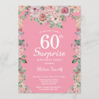 Floral Pink Peonies Surprise 60th Birthday
