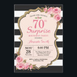 Floral Pink Peonies Surprise 70th Birthday Party Invitation<br><div class="desc">Floral Pink Peonies Surprise 70th Birthday Party Invitation for women. Gold Glitter. Blush Watercolor Floral Flower Chic. Black and White Stripes. 13th 15th 16th 18th 20th 21st 30th 40th 50th 60th 70th 80th 90th 100th, Any Ages. Printable Digital. For further customization, please click the "Customize it" button and use our...</div>