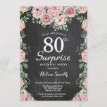 Floral Pink Peonies Surprise 80th Birthday Invitation<br><div class="desc">Floral Pink Peonies Surprise 80th Birthday Invitation for Women. Watercolor Floral Flower. Elegant Pink Rose and Peony Flowers. Adult Birthday. Chalkboard Background. Black and White. 13th 15th 16th 18th 20th 21st 30th 40th 50th 60th 70th 80th 90th 100th, Any Ages. For further customization, please click the "Customize it" button and...</div>