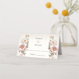 Floral Pink Peony Elegant Spring Wedding Reception Place Card