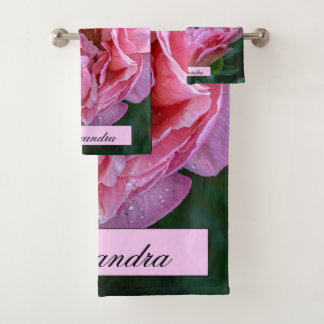 Floral Pink Peony Photography Bath Towel Set