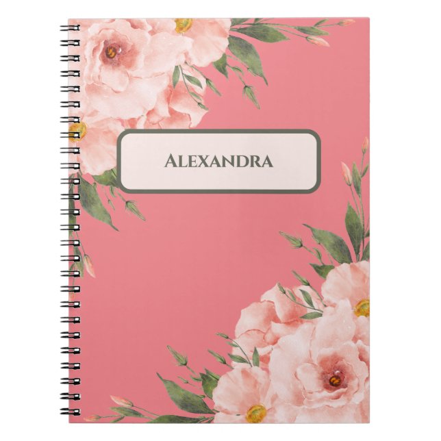 Floral Pink Personalized Notebook (Front)