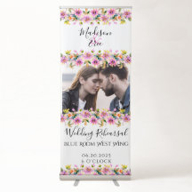 Floral Pink Photo Wedding Rehearsal Dinner
