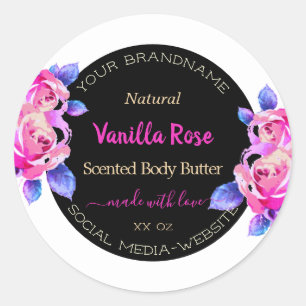 Floral Pink Purple Black and Gold Product Labels