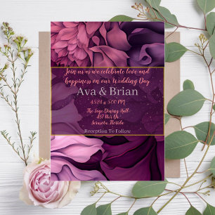 Floral Pink Purple Botanical Wedding Invitation